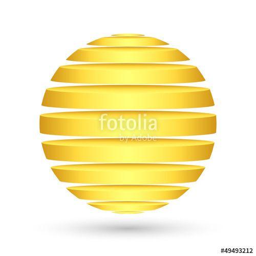 Yellow Globe Logo - Abstract 3d golden globe logo, icon