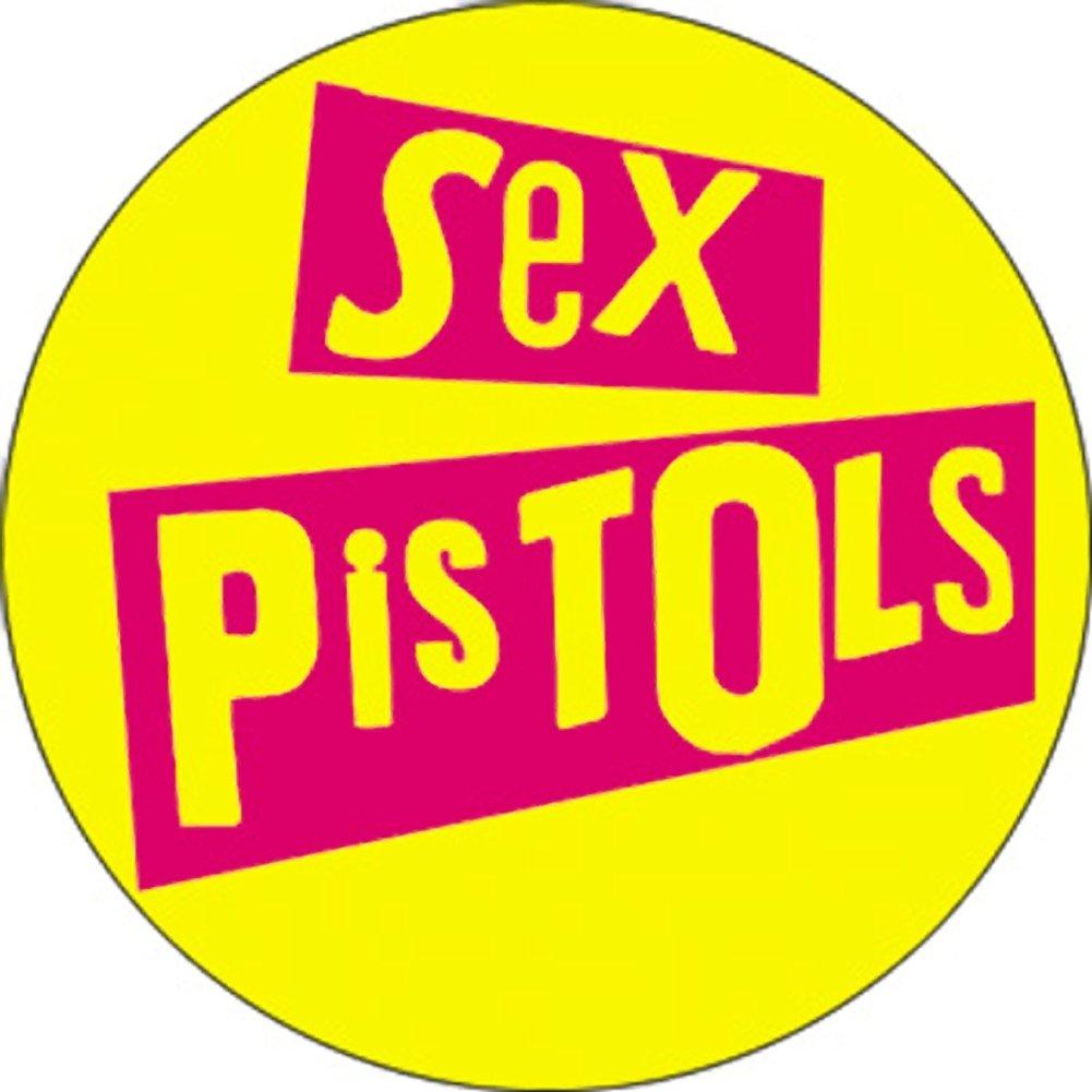 Pink Button Logo - Sex Pistols Pink & Yellow Logo Button