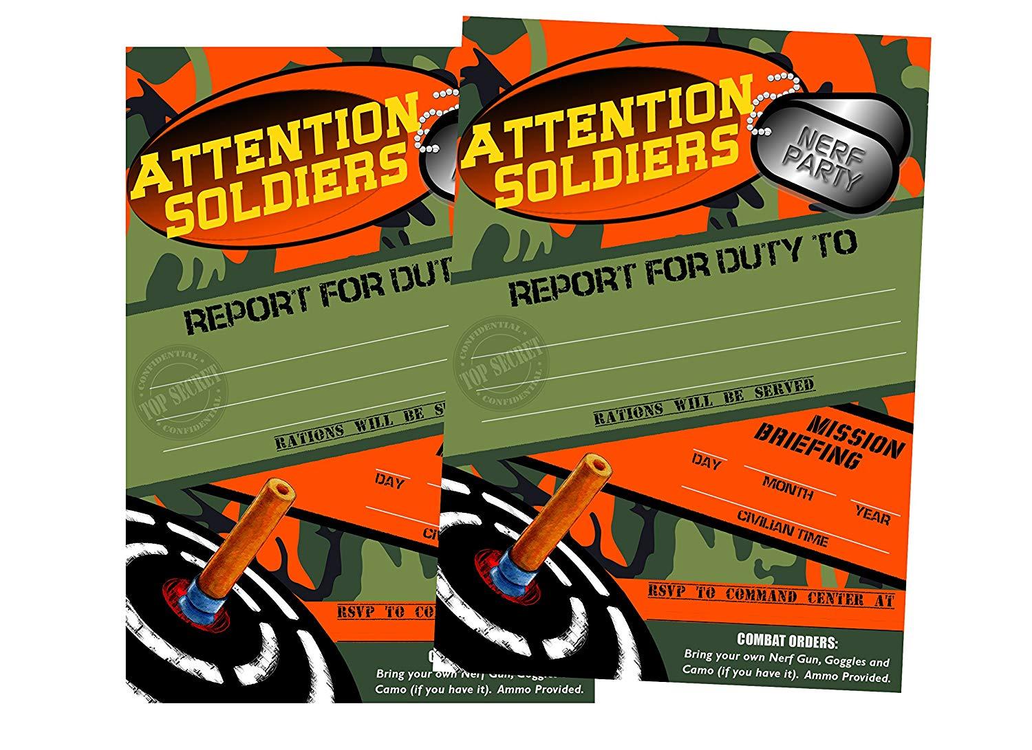 Camo Nerf Logo - Dart Tag Themed Party Supplies (Invitations)