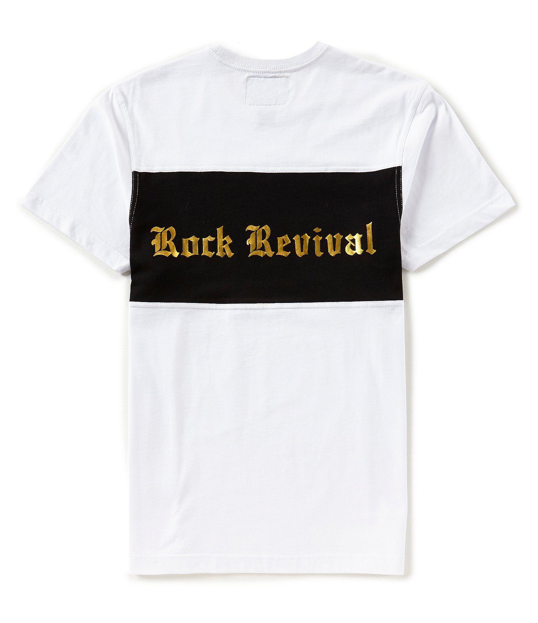 Rock Revival Logo - Lyst - Rock Revival Gold Rush Studded Short-sleeve Logo T-shirt in ...