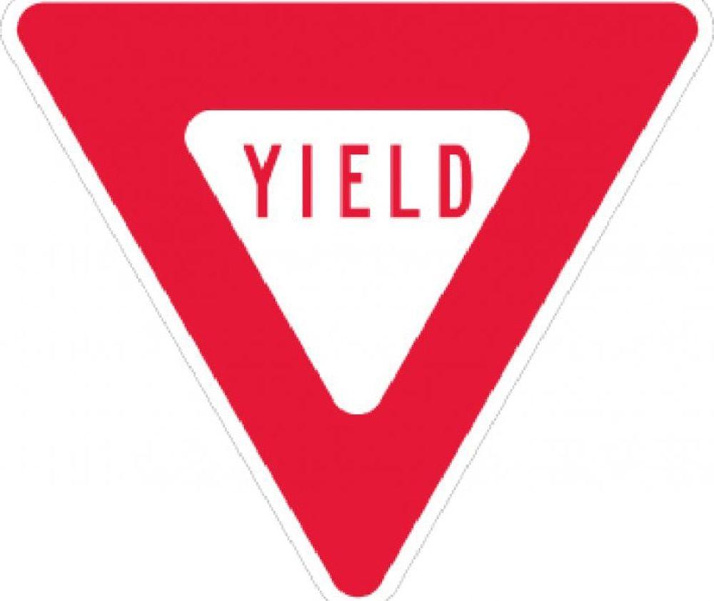 Red White Triangles with Diamond Logo - Standard Red on White 30 in Triangle Yield Traffic Sign - Aris ...