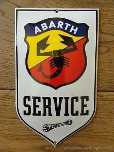 Vintage Abarth Logo - SUPERB VINTAGE STYLE FIAT ABARTH SERVICE ENAMEL METAL SIGN PLAQUE | eBay