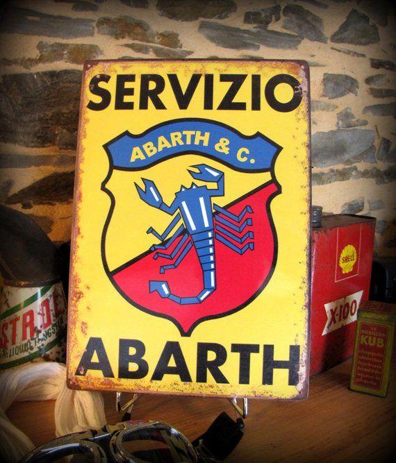 Vintage Abarth Logo - Plate Metal Reproduction advertising vintage Fiat Abarth | Etsy