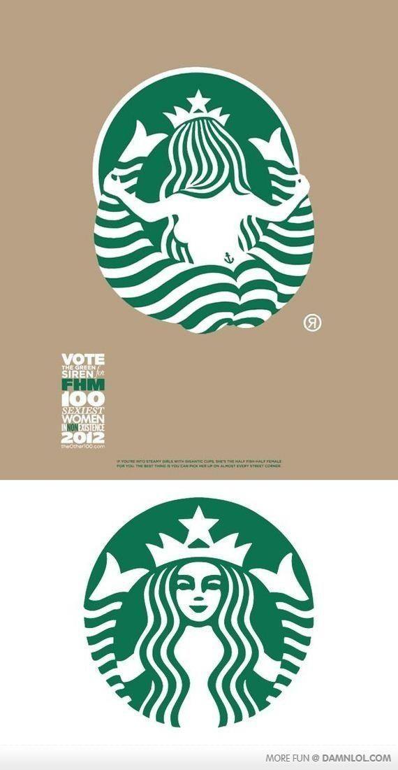 Fun Starbucks Logo - Saucy Starbucks. FHM 100. Illustrations. Logos