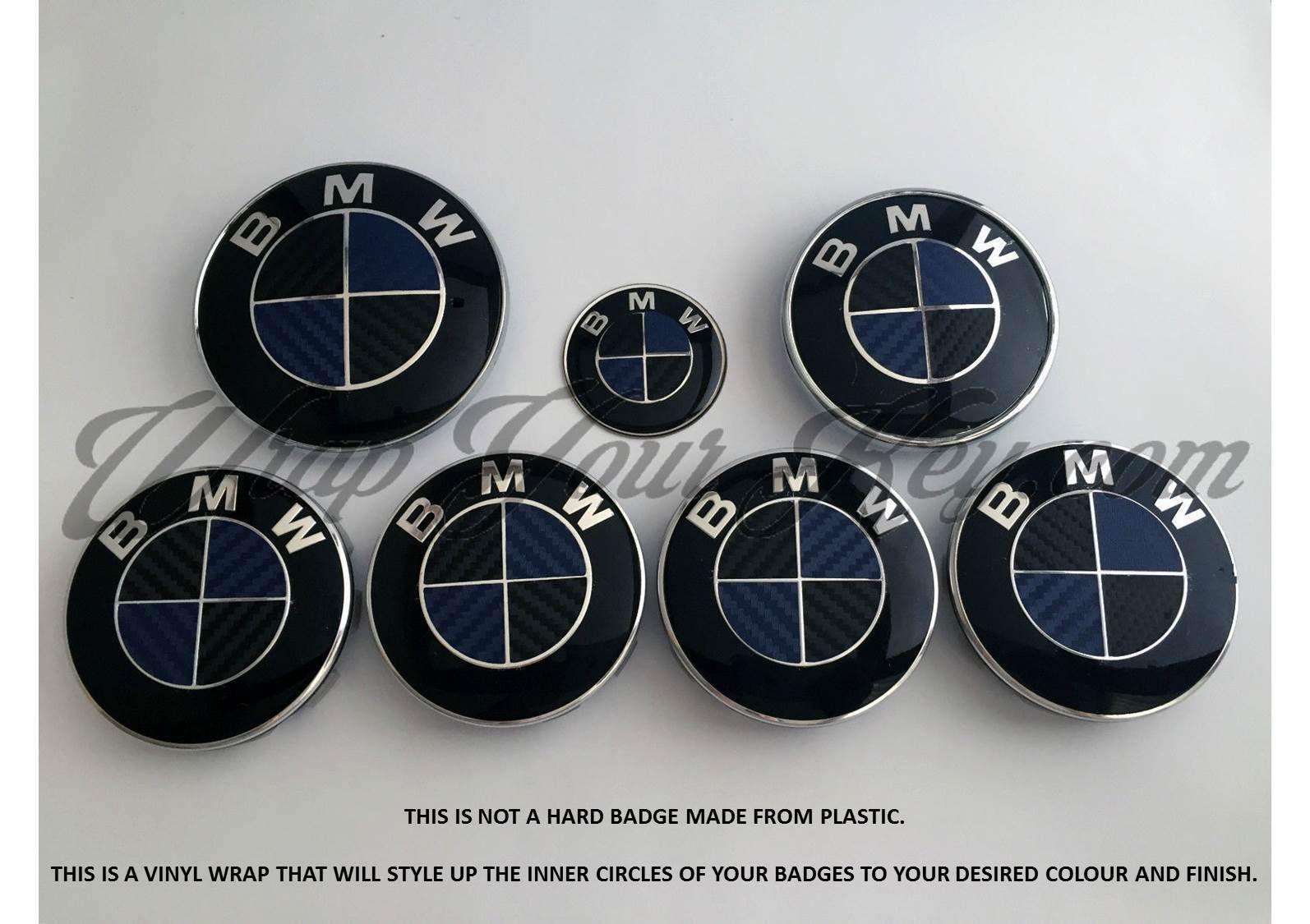 Blue Rim Circle Logo - BLACK & DARK BLUE CARBON BMW Badge Emblem Overlay HOOD TRUNK RIMS ...