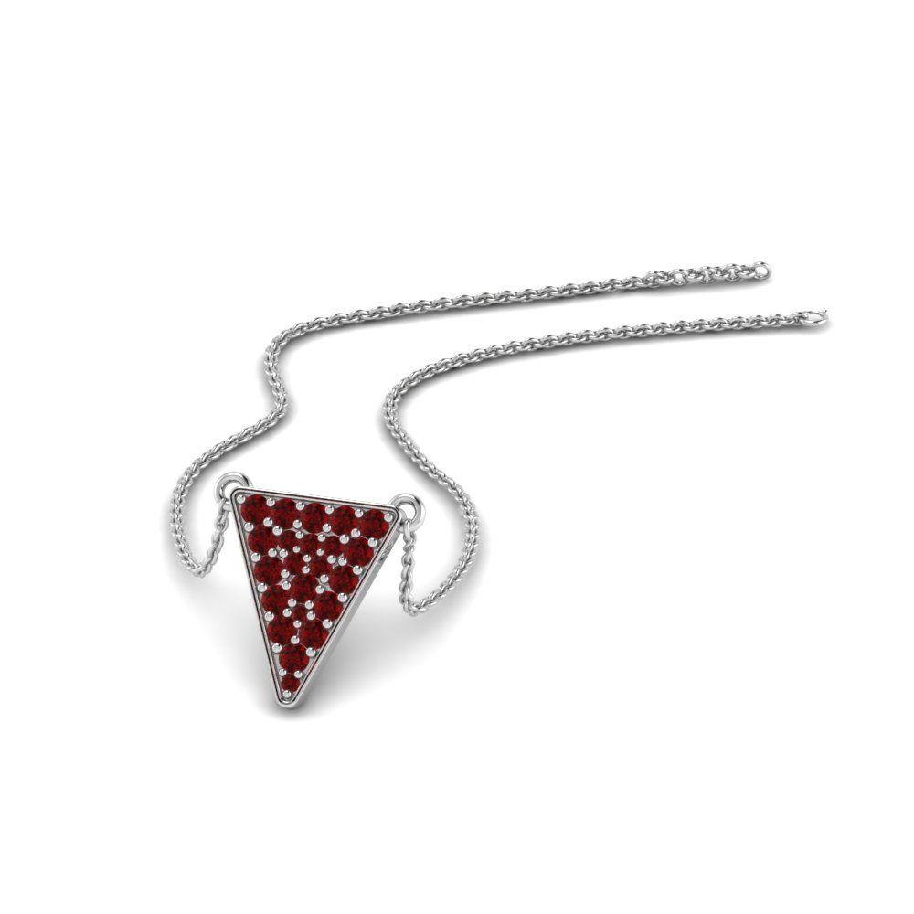 Red White Triangles with Diamond Logo - Cluster Triangle Pendant With Ruby In 14K White Gold | Fascinating ...