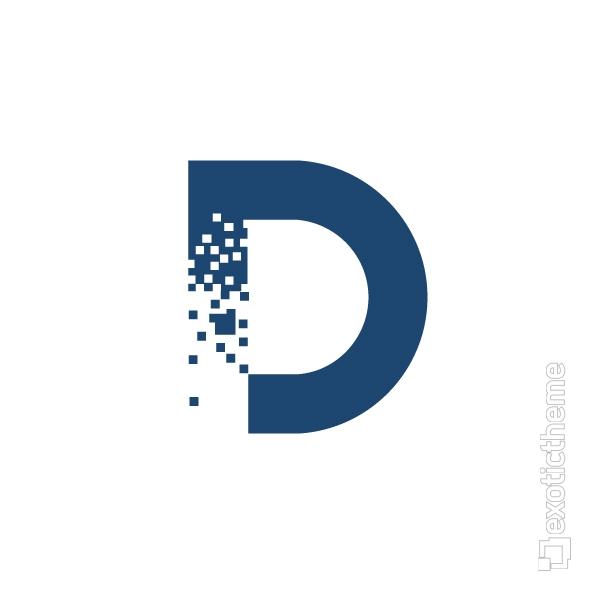 Letter D Logo - D Logo Letter with Digital Pixel logo