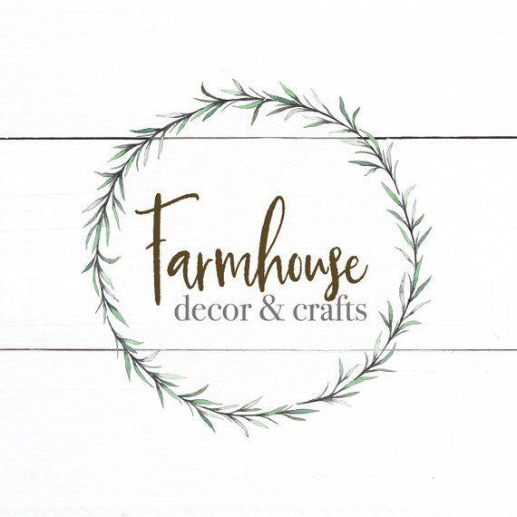 Crafter Logo - Farmhouse Wreath Custom Logo Design - Farmhouse Logo Watermark ...