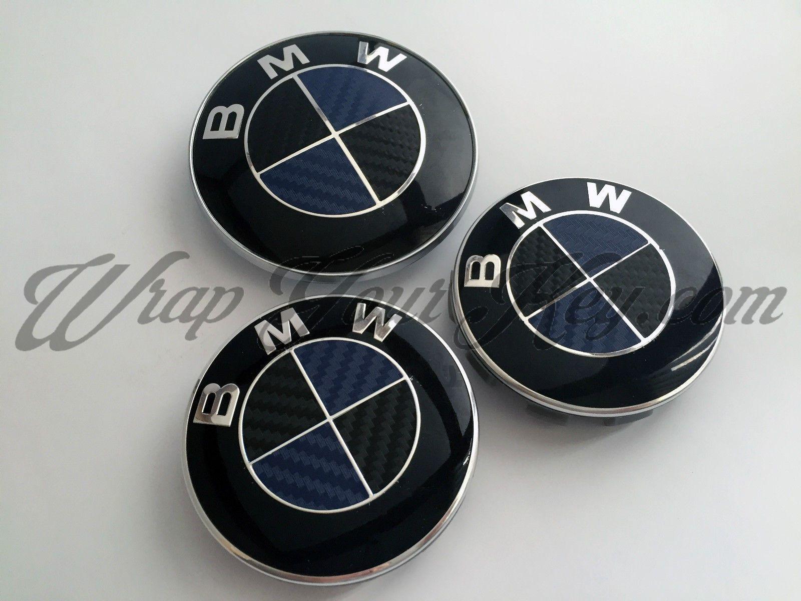 Dark Blue and Black Logo - BLACK & DARK BLUE CARBON BMW Badge Emblem Overlay HOOD TRUNK RIMS ...
