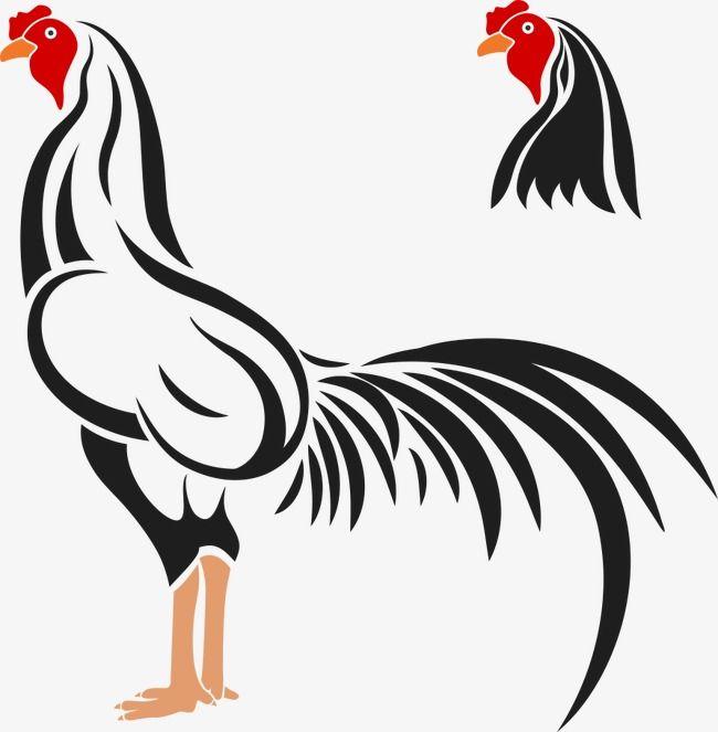 Black and White Rooster Logo - Vector Simple Black And White Rooster, Cock, Vector Cock, Animal PNG ...