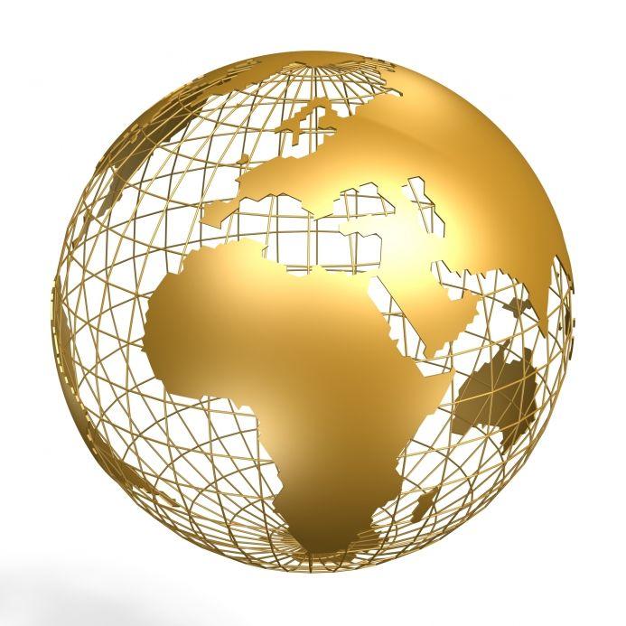 Gold Globe Logo - The world has grown - Knijff Merkenadviseurs