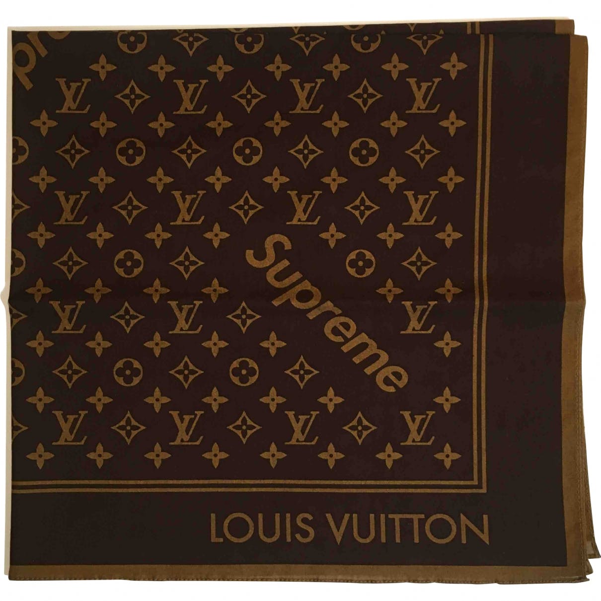 Supreme X Louis Vuitton Brown Logo - Scarf & pocket square Louis Vuitton x Supreme Brown in Cotton - 4533294