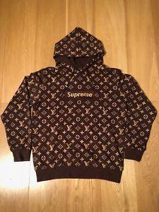 Brown Louis Vuitton Supreme Box Logo - Louis Vuitton X Supreme Box Logo Brown Hoodie Sweatshirt Size M | eBay
