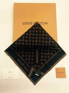 Supreme X Louis Vuitton Brown Logo - Supreme x Louis Vuitton LV Monogram Bandana Scarf Brown 100 ...
