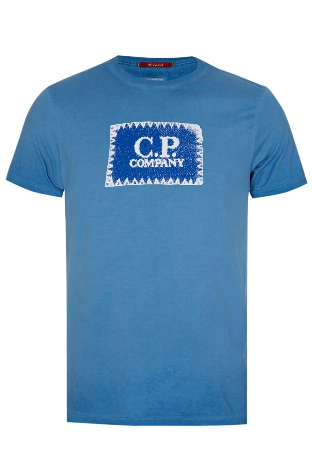 Company with Green Box Logo - C.P Company Box Logo T-Shirt Blue