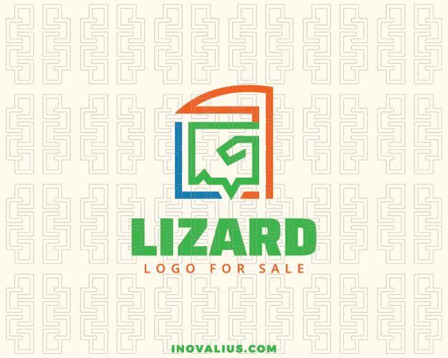 Company with Green Box Logo - Lizard + Chat Box Logo Template | Inovalius