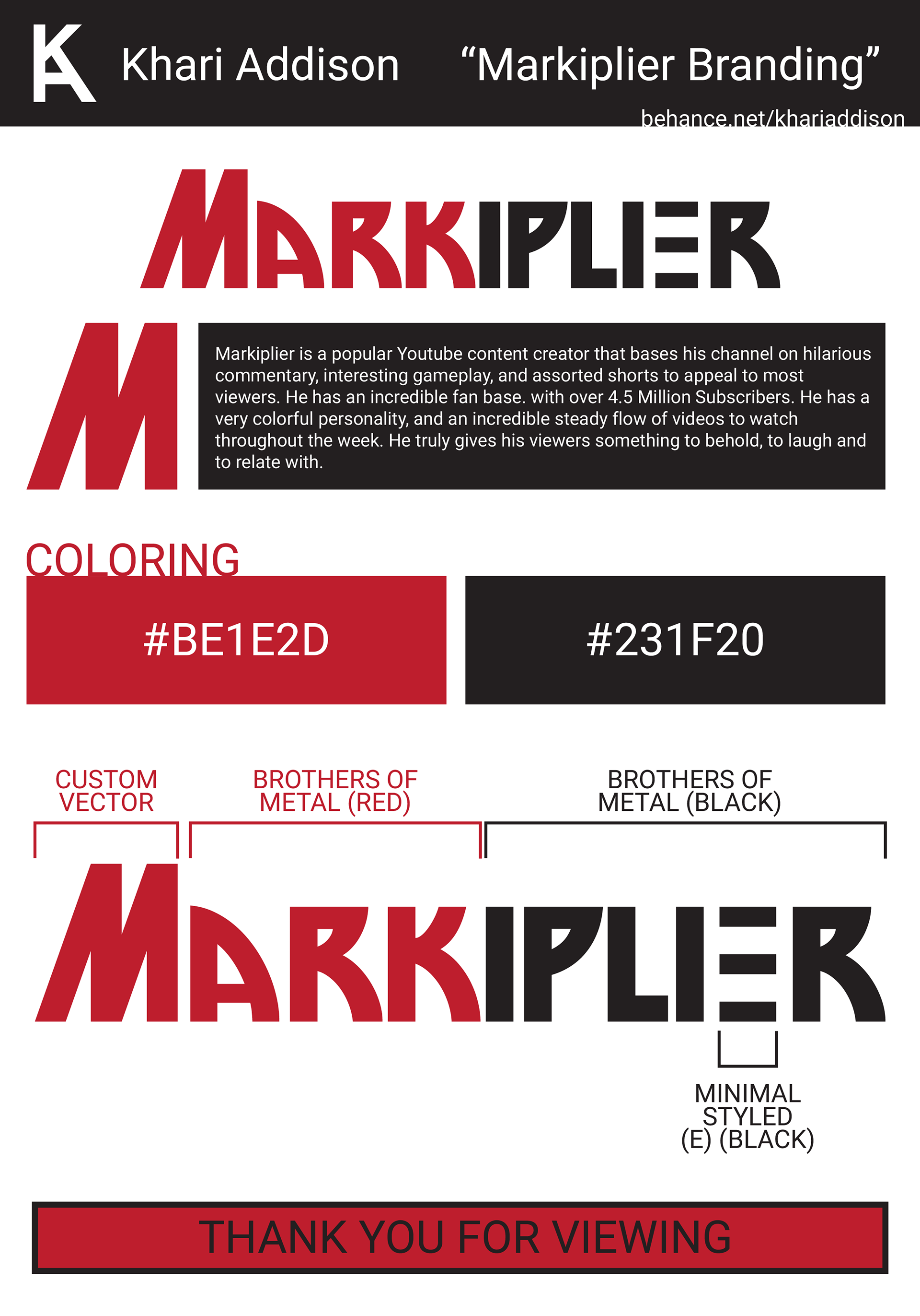 Markiplier Red and Black Logo - Khari Addison - Markiplier Branding