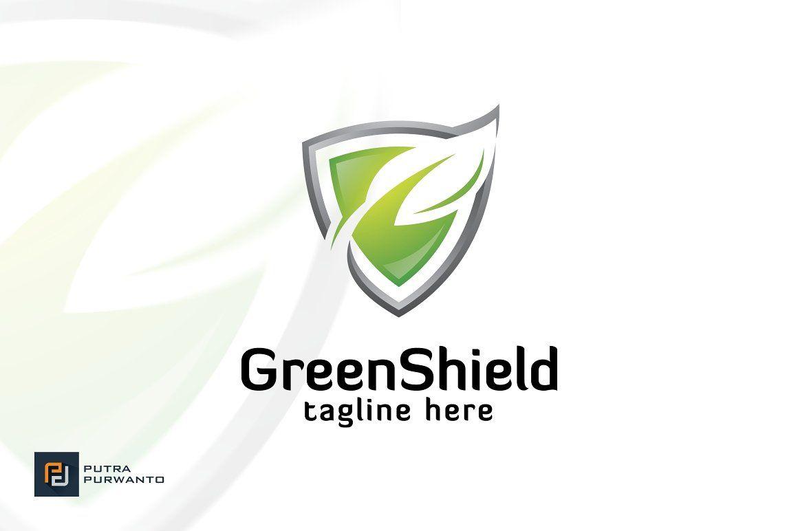Green Shield with Company Logo - Green Shield Template Logo Templates Creative Market