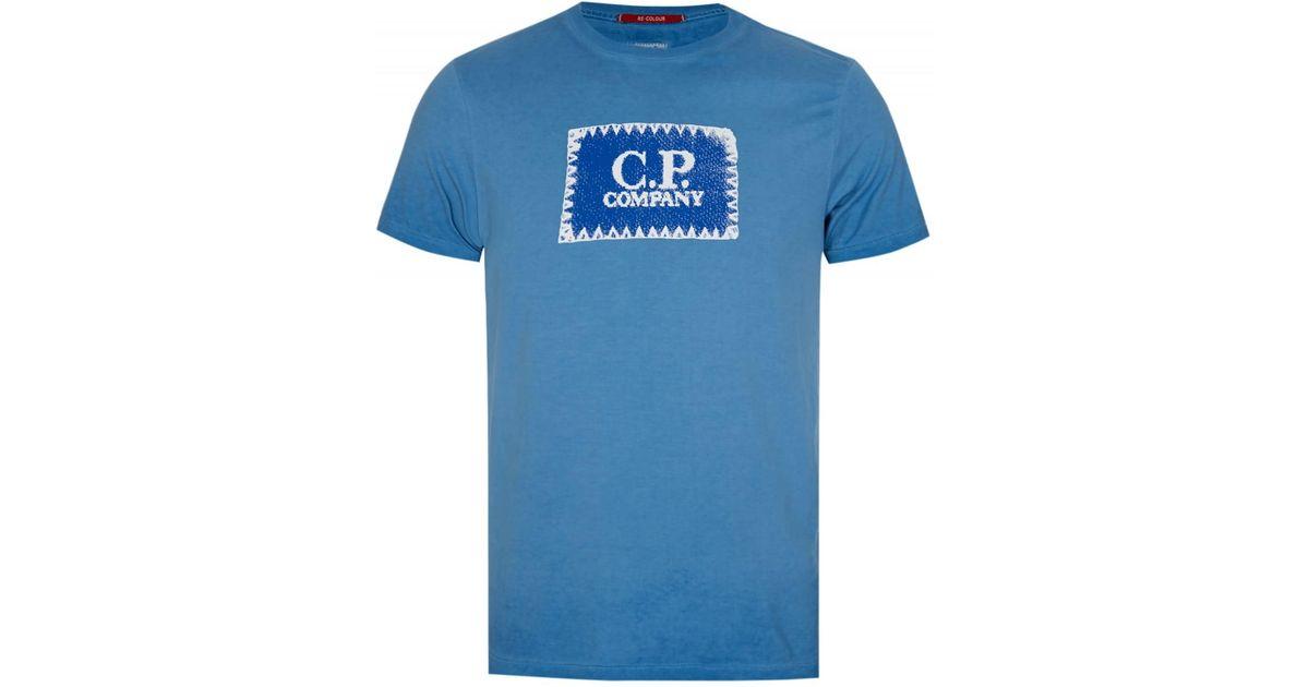 Company with Green Box Logo - C P Company C.p Company Box Logo T-shirt Blue in Blue for Men - Lyst