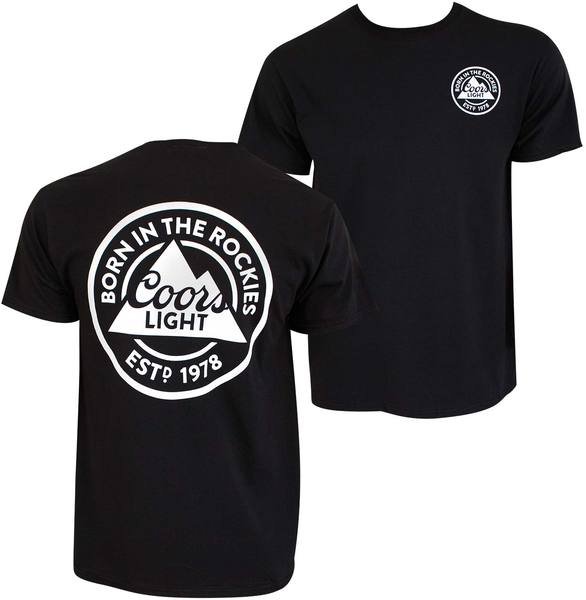 Black Coors Light Logo - Coors Light Mountain Two Sided Design Men's Black T Shirt