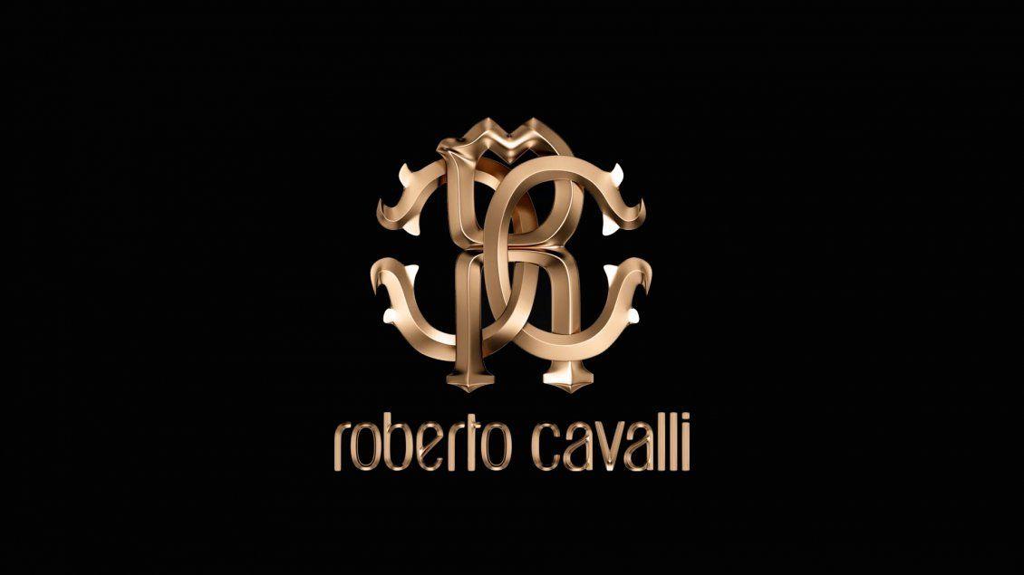 Roberto Cavalli Logo - Luxury Roberto Cavalli Brand - Gold logo on the wallpaper
