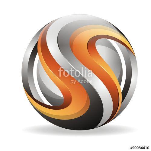 3D Letter S Logo - Letter S 3D. Letter S logo design template colored grey orange