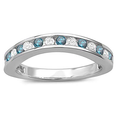 Blue Diamond Curved Logo - Amazon.com: 0.75 Carat (ctw) 10k White Gold Round White And Blue ...