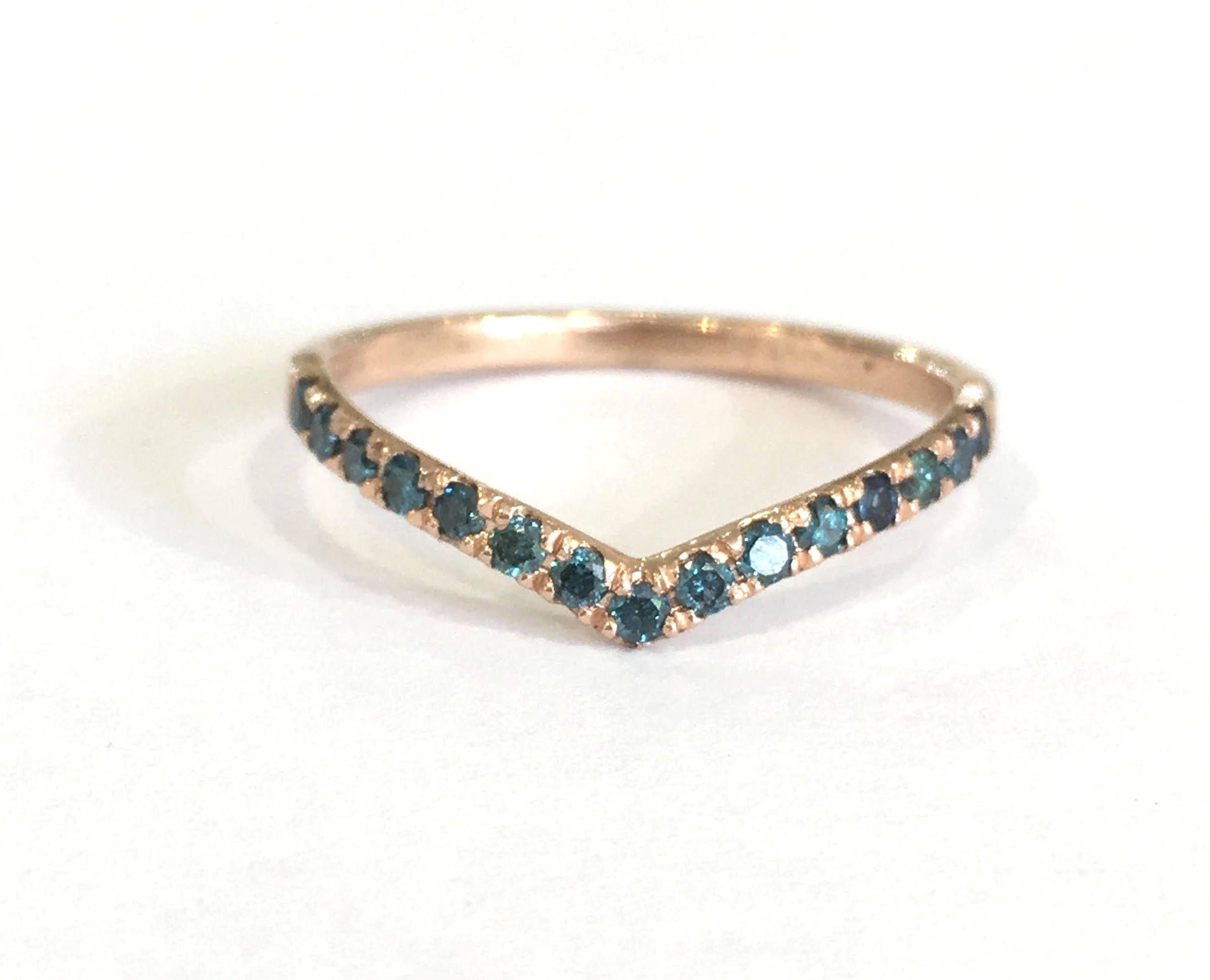 Blue Diamond Curved Logo - Blue Diamond Ring, Wedding Band, Wedding Ring, Rose Gold Ring ...