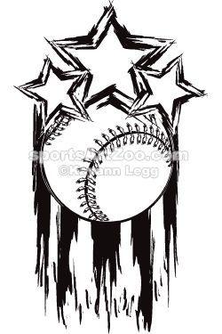 Red Blue and White Softball Logo - Sports Art Zoo - Baseball-Red-White-and-Blue-Grunge-BW | Baseball ...