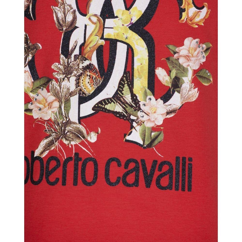 Roberto Cavalli Logo - Roberto Cavalli Kids Girls Red long Sleeve T-Shirt with Floral Logo ...