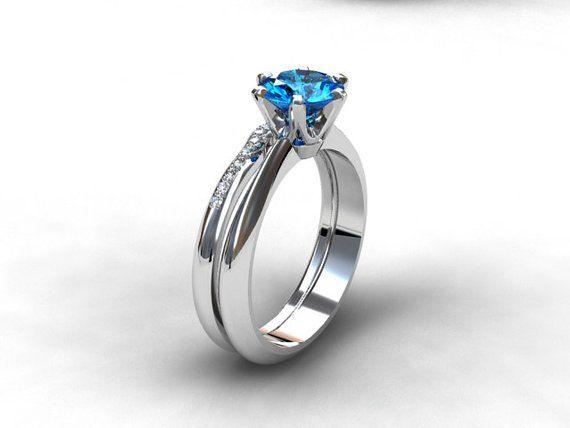 Blue Diamond Curved Logo - engagement ring set swiss blue topaz ring engagement ring