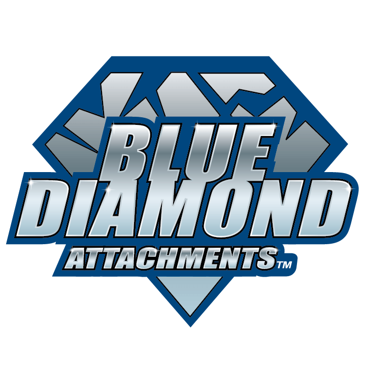 Blue Diamond Curved Logo - Skid Steer Stump Bucket. Blue Diamond Attachments