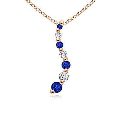 Blue Diamond Curved Logo - Sapphire and Diamond Curved Journey Pendant in 14K Rose