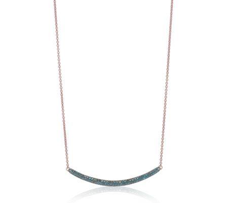 Blue Diamond Curved Logo - Skinny Curve Necklace in 18ct Rose Gold Vermeil on Sterling Silver ...