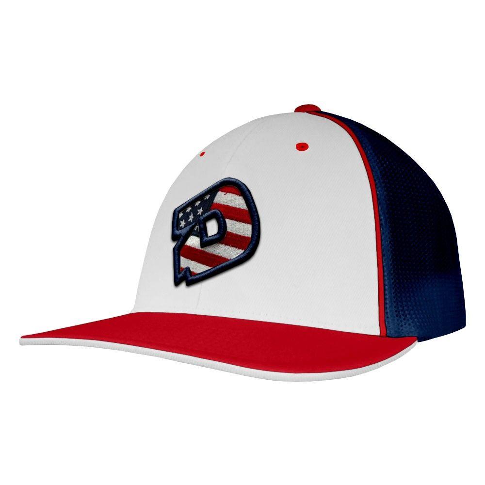 Red Blue and White Softball Logo - DeMarini D Logo USA Baseball/Softball Trucker Hat - White/Red/Navy ...