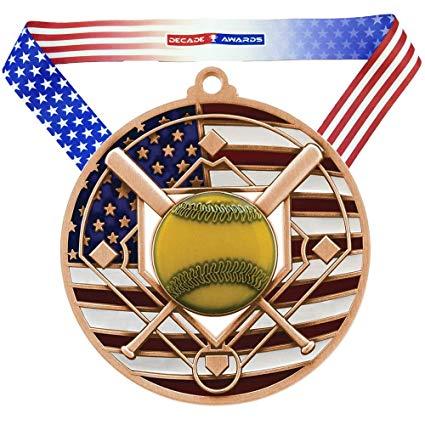 Red Blue and White Softball Logo - Amazon.com : Decade Awards Softball Patriotic Medal - Silver | Red ...
