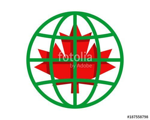 Red Maple Leaf Red Circle Logo - red maple leaves circle globe image vector icon logo