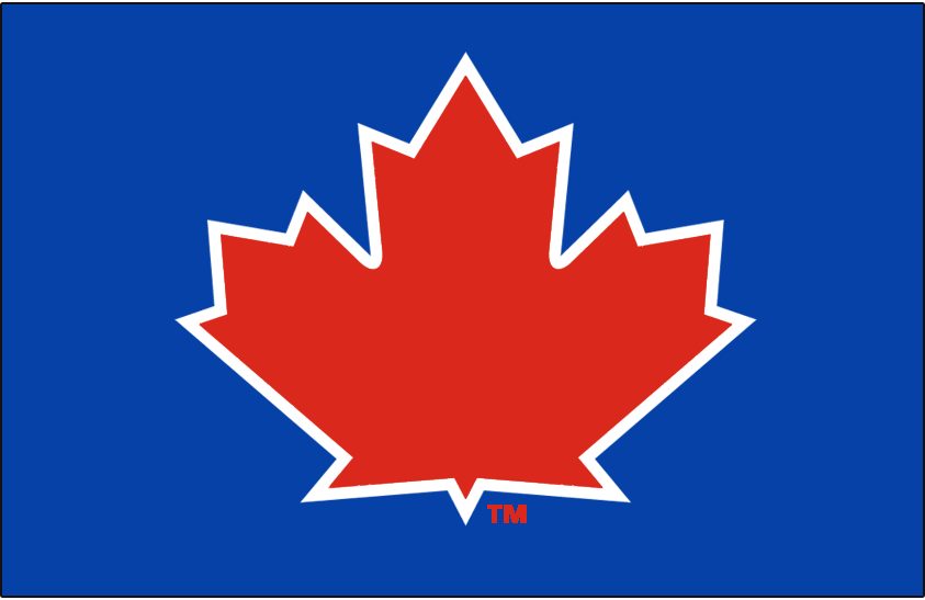 Maple Leaf with Circle Logo - Toronto Blue Jays Batting Practice Logo (2013) - A red maple leaf ...