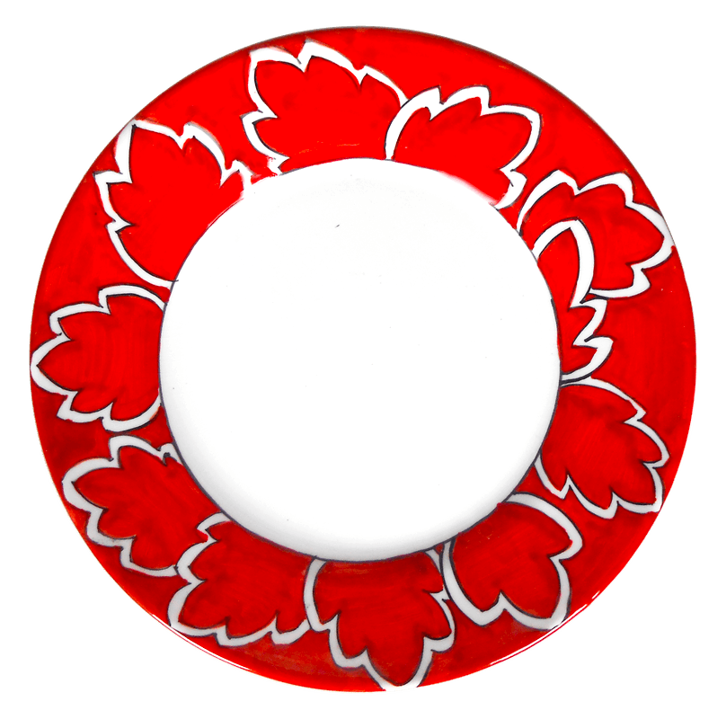Red Maple Leaf Red Circle Logo - maple leaf red salad plate