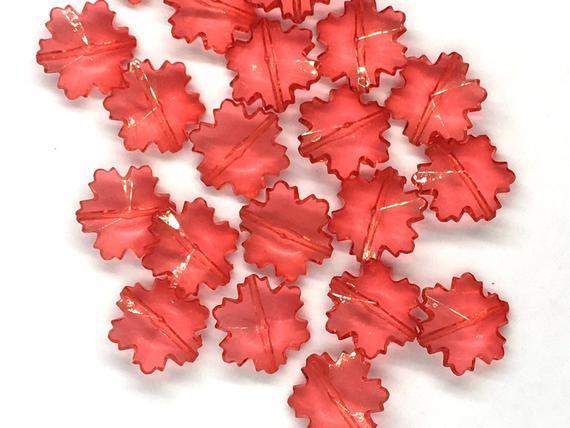 Red Maple Leaf Red Circle Logo - 23mm RED Snowflake Beads holiday Faceted red Circle Beads