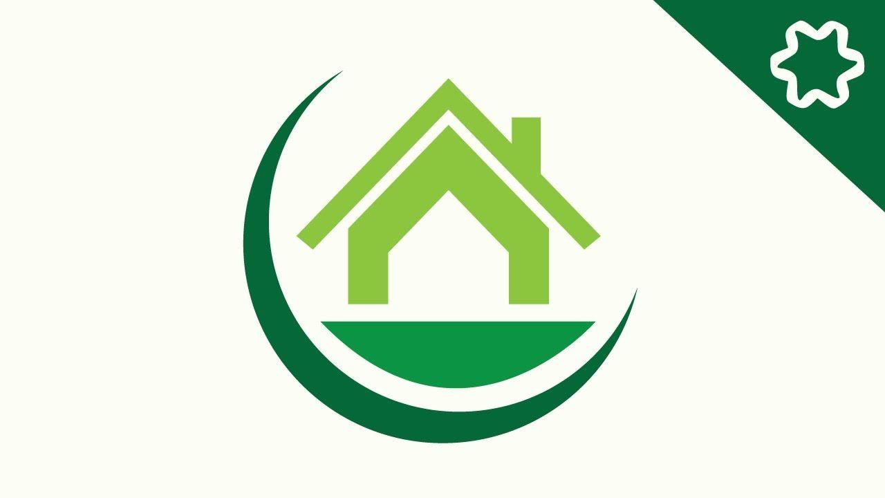 Simple House Logo - How to make Green Eco Home / House Logo Design in Adobe illustrator ...