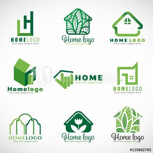 Modern Home Logo - Green home logo ( nature and modern concept ) vector set design ...