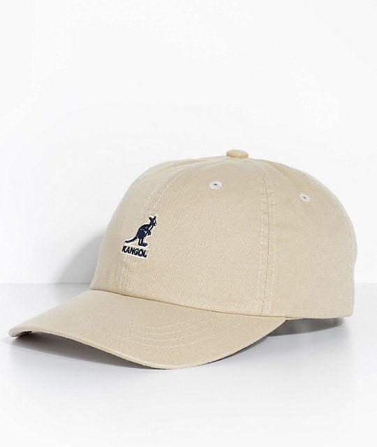 Kangol Hats Logo - Kangol Khaki Washed Strapback Hat