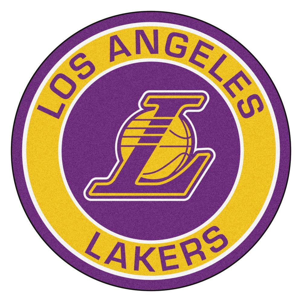 Los Angeles Lakers Logo - FANMATS NBA Los Angeles Lakers Gold 2 ft. x 2 ft. Round Area Rug ...