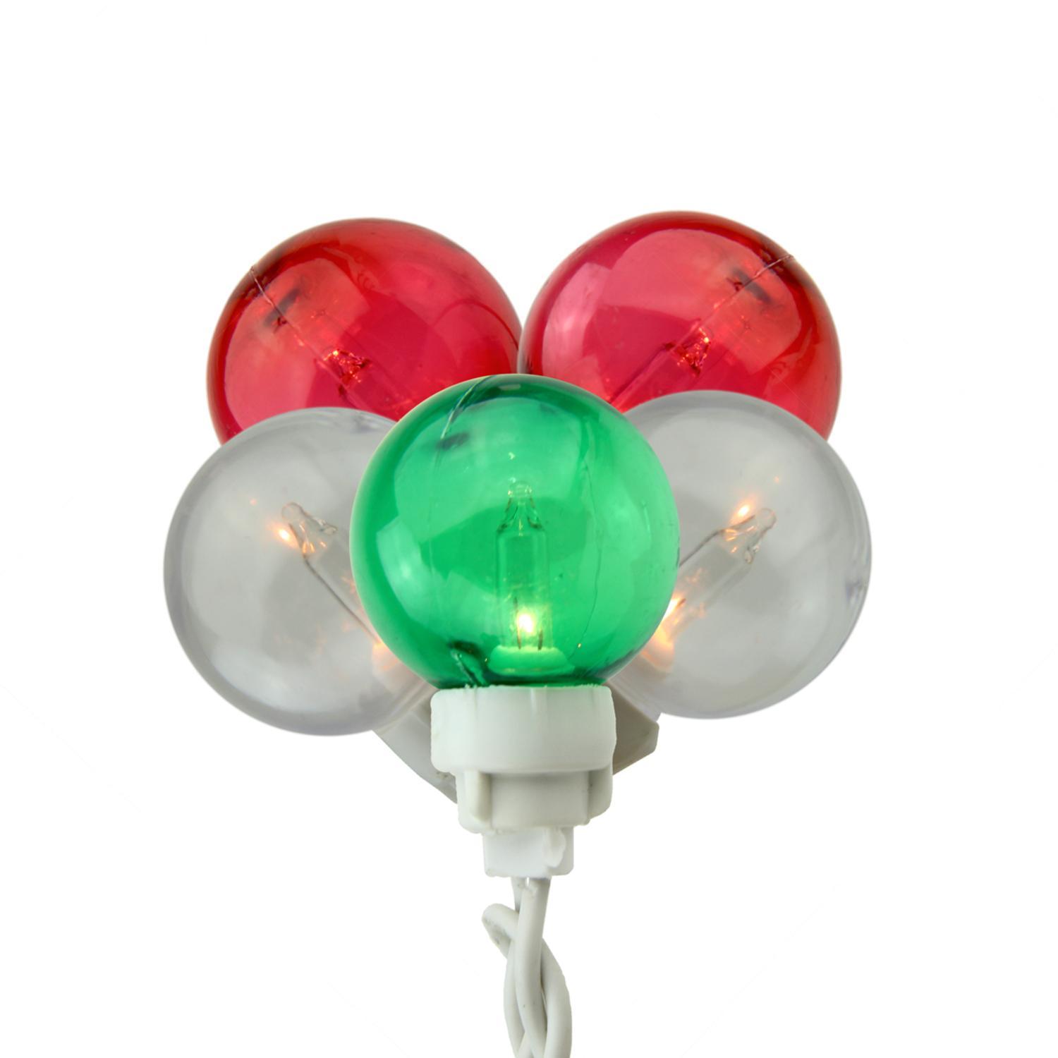 Red White Globe Logo - Set of 100 Green, Red and White G30 Globe Icicle Christmas Lights