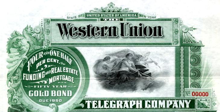Old Western Union Logo - Western Union Telegraph Company - New York 1900