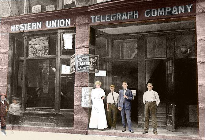 1900 Western Union Logo - Western Union Telegraph Office. History In Living Color