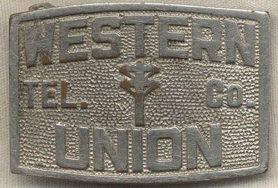1900 Western Union Logo - Rare Circa 1900 Western Union Telegraph Co. Belt Buckle: Flying