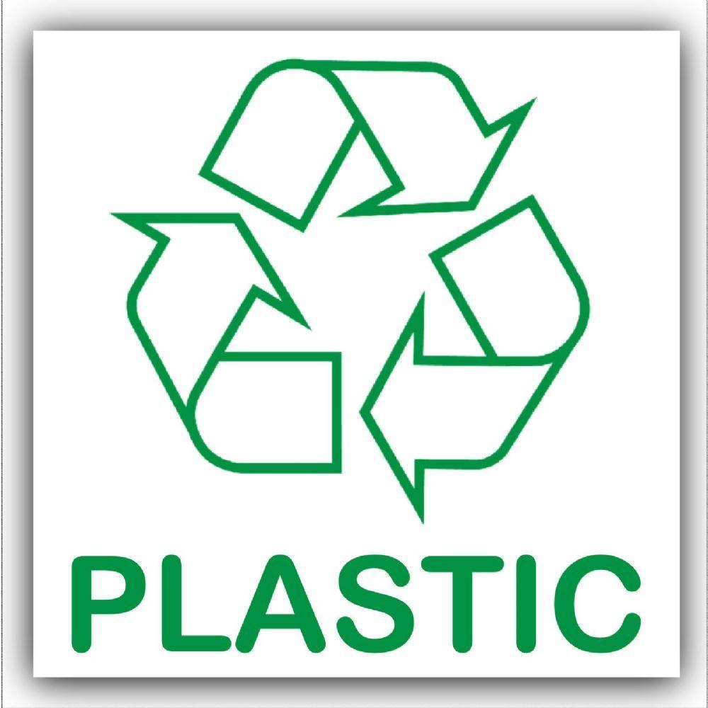 Recycel Logo - 1 x Plastic Recycling Bin Adhesive Sticker-Recycle Logo Sign ...