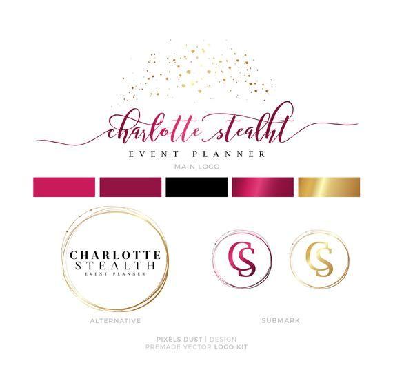 Glamour Logo - LOGO KIT Glamour Logo Glitter Gold Sparkles Logo Burgundy